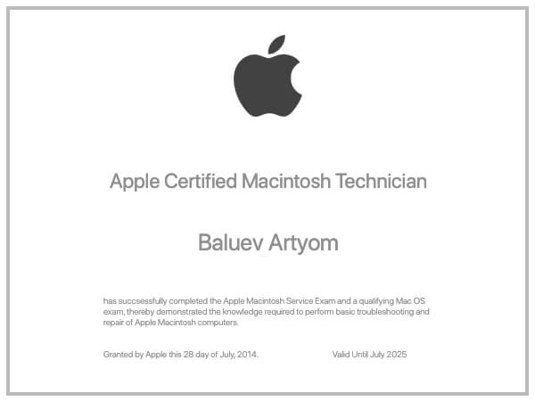 Сертификат Балуев Артём